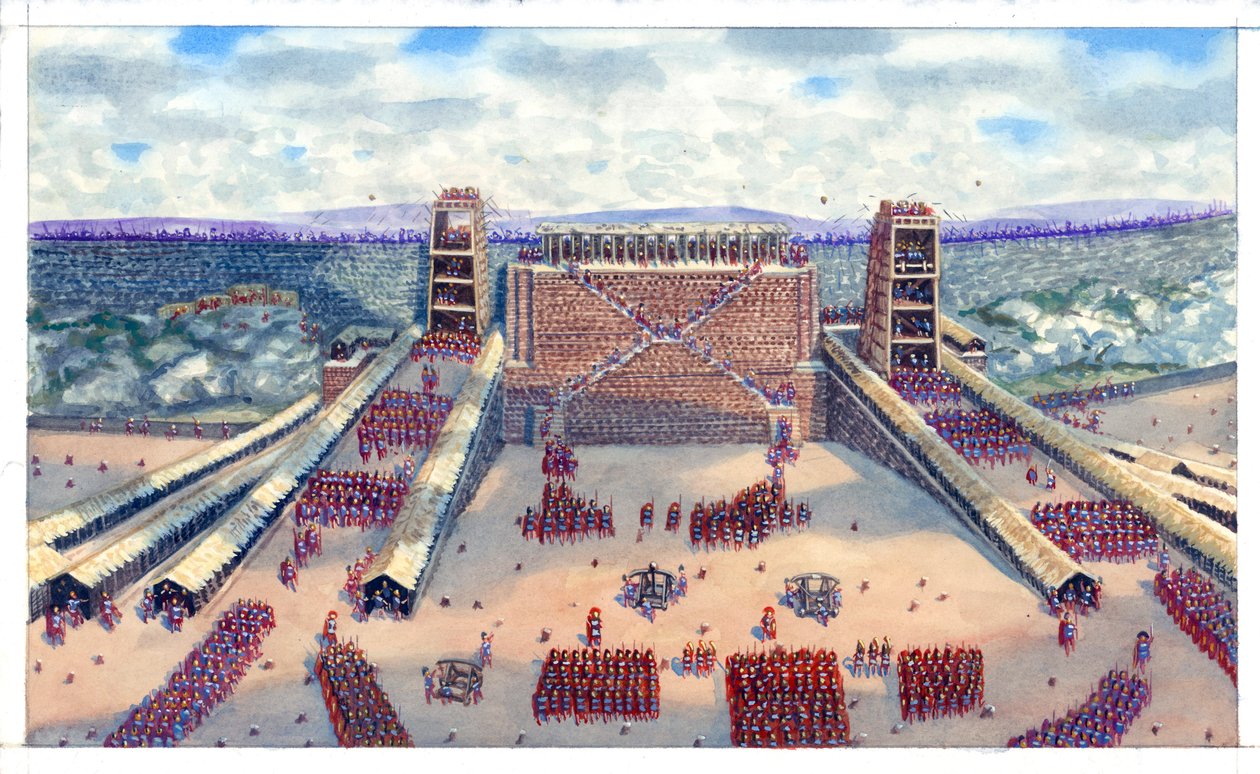 Batalla de Avaricum por las legiones romanas durante las Guerras Galas de Giuseppe Rava