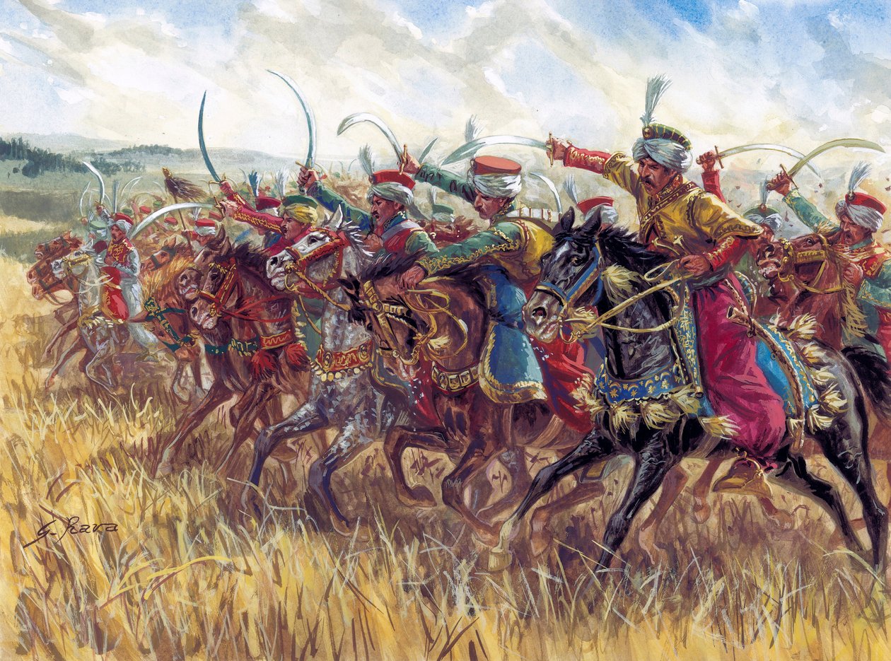 Primer Imperio: La carga de la caballería mameluca de Napoleón I - Primer imperio: carga de la caballería mameluca de Napoleón I - Ilustración de Giuseppe Rava de Giuseppe Rava