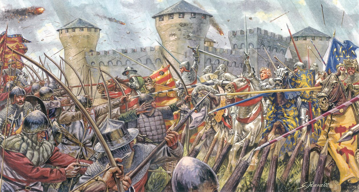 Guerra de los Cien Años: Juana de Arco (1412-1431) libera Orleans en 1429 - Guerra de los Cien Años: Juana de Arco en el sitio de Orleans - de Giuseppe Rava