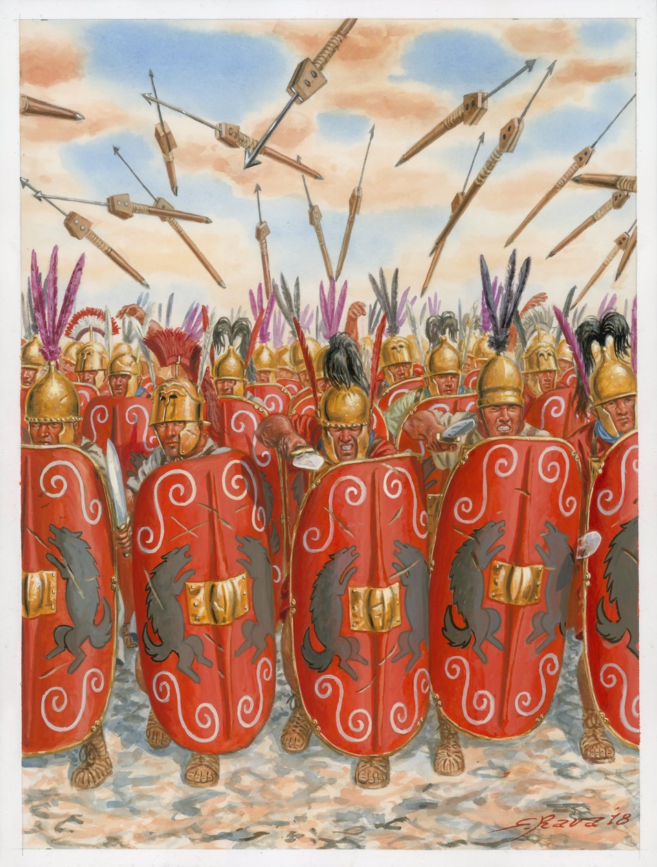 Legionarios romanos republicanos en combate de Giuseppe Rava