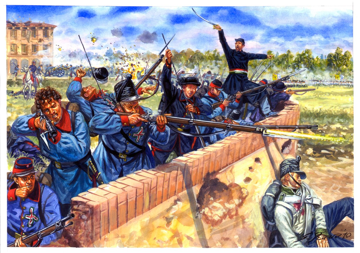 Risorgimento, Primera Guerra de Independencia italiana, estudiantes italianos durante la batalla de Curtatone y Montanara, el 29/05/1848 - Primera Guerra de Independencia italiana, estudiantes italianos durante la batalla de Curtatone y Montanara, el 29 de de Giuseppe Rava