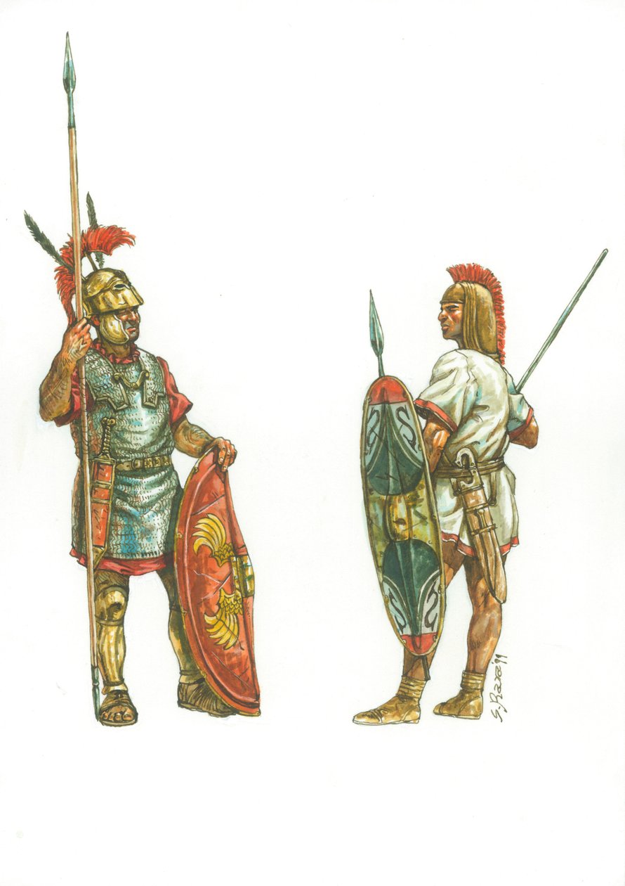 El triario romano y el soldado hispano de Aníbal de Giuseppe Rava