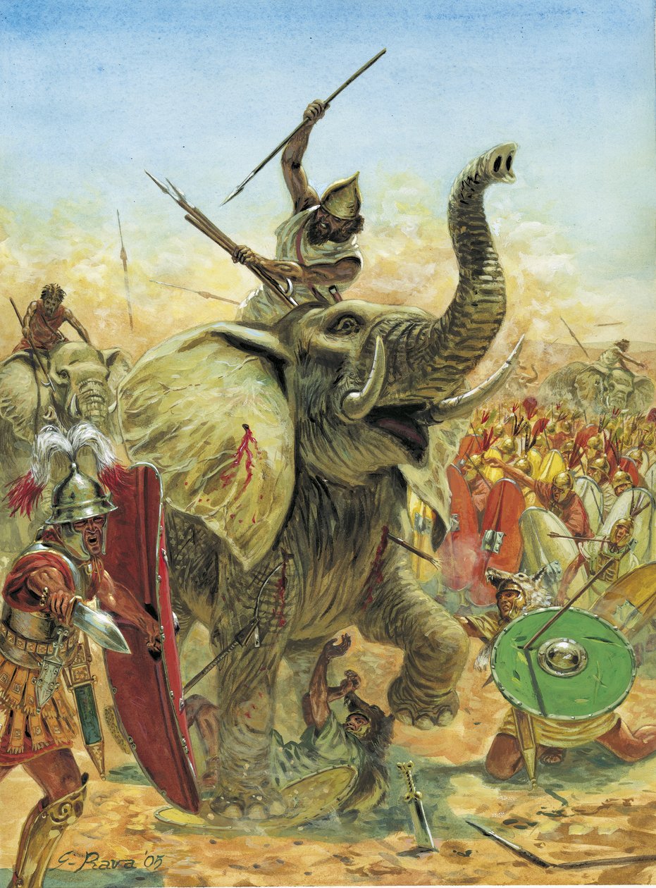 Segunda Guerra Púnica: Batalla de Zama (202 a.C.) los elefantes cartagineses de Giuseppe Rava