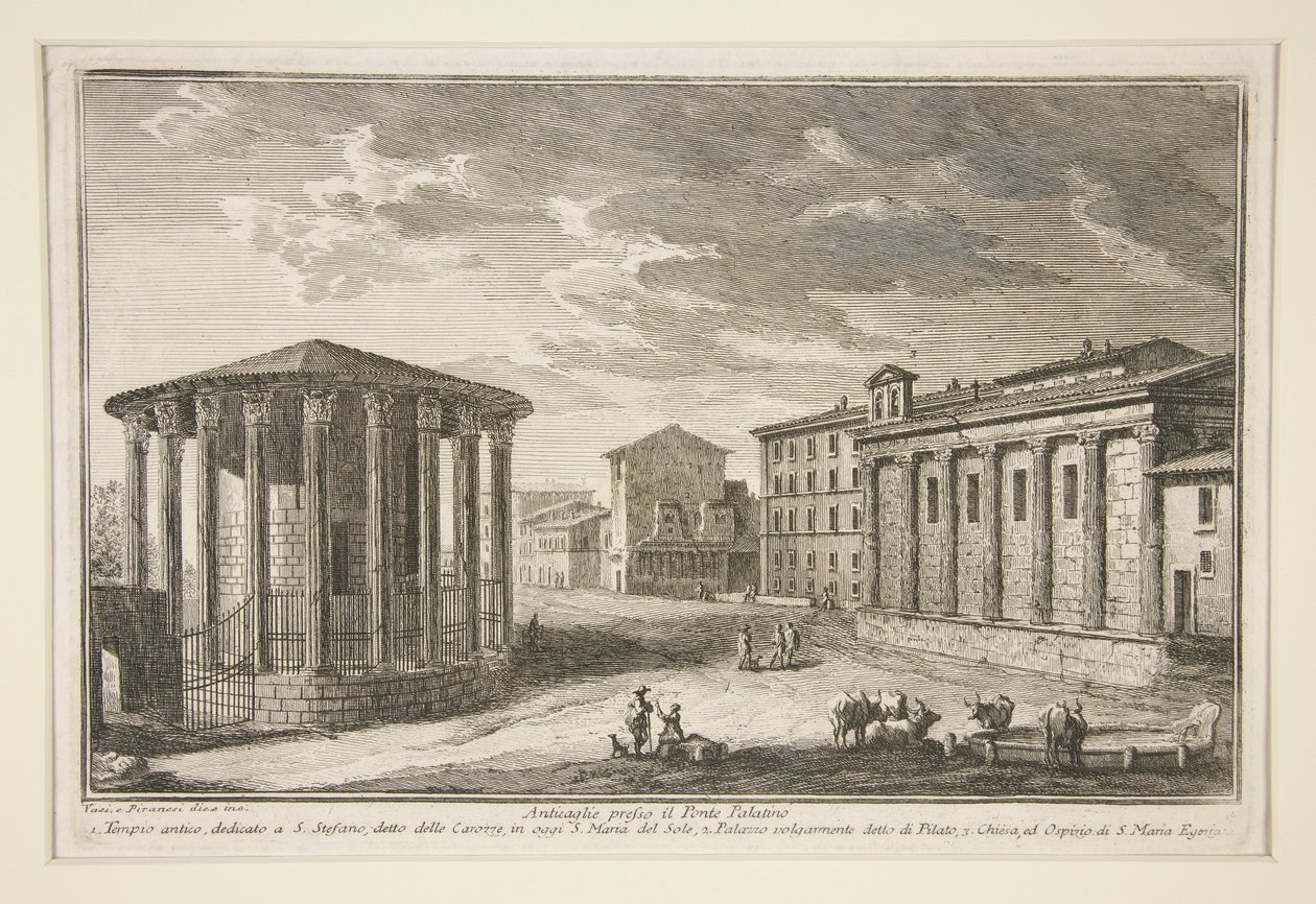 Ruinas cerca del Ponte Palatino de Giuseppe Vasi