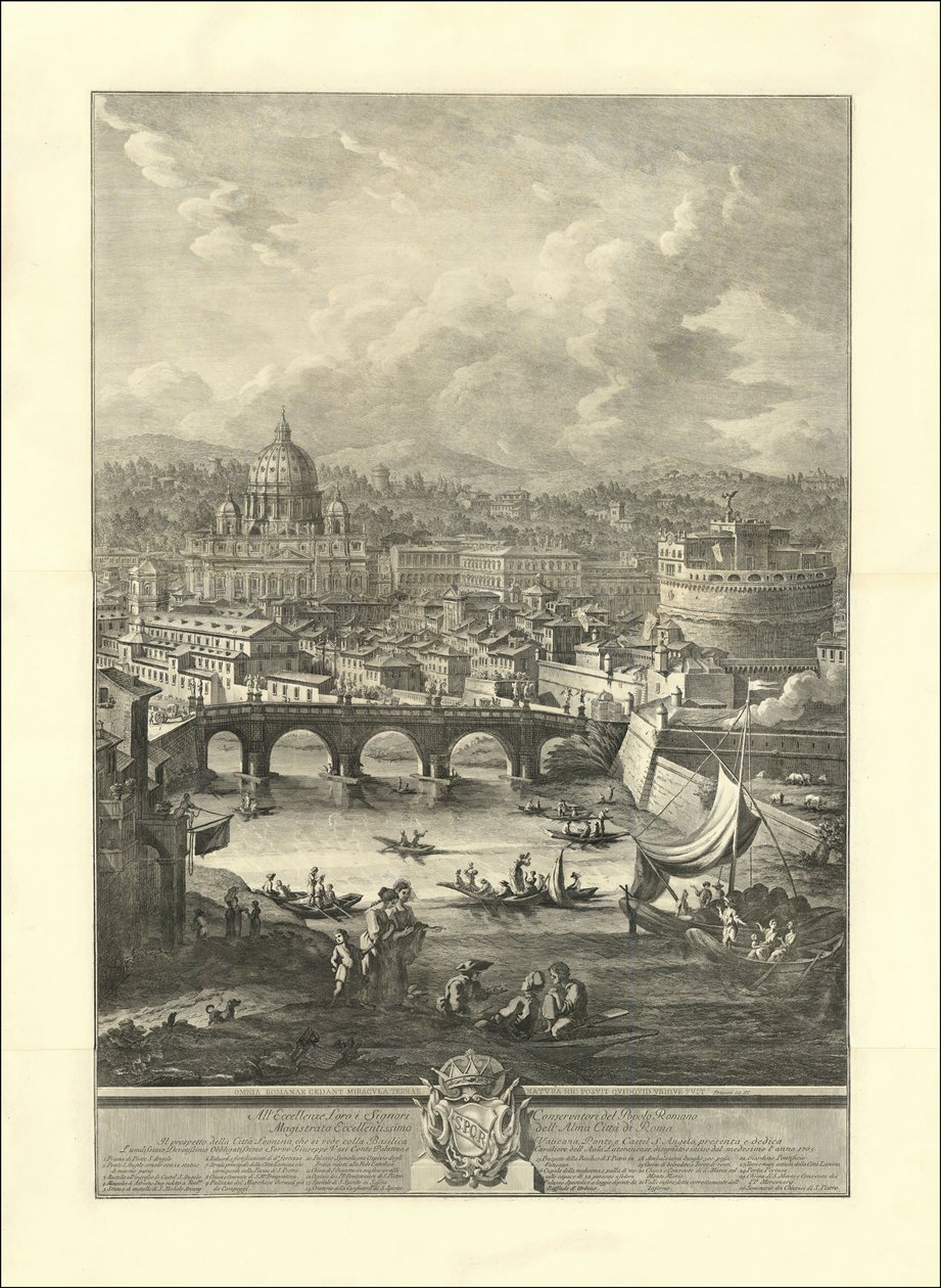 El Prospecto de la Ciudad Leonina, que puede verse con la Basílica Vaticana, el Puente y el Castillo S. Angelo de Giuseppe Vasi