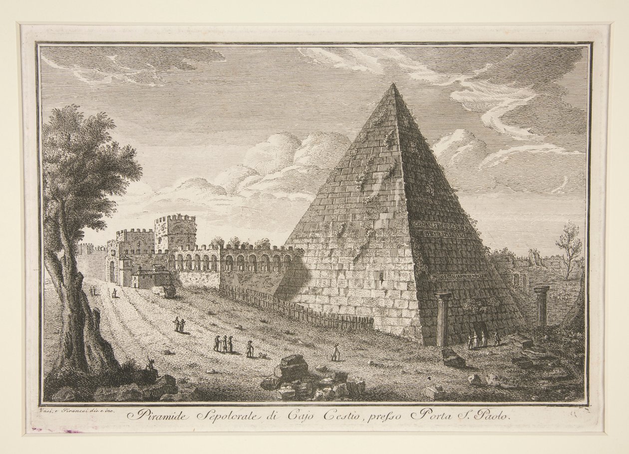 Pirámide sepulcral de Cajo Cestio, cerca de Porta S. Paolo (Pirámide de Gaius Cestio) de Giuseppe Vasi