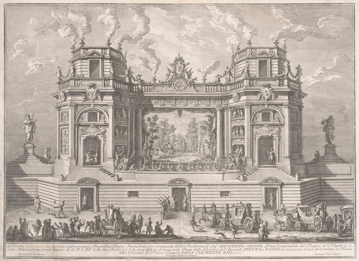 La Segunda Máquina para la Chinea de 1761: Un Magnífico Teatro, 1761 de Giuseppe Vasi