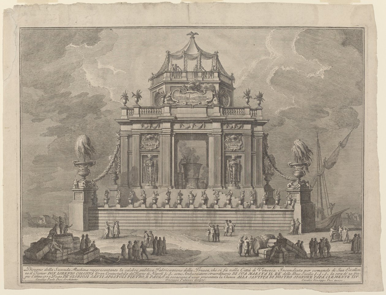 La preparación de Teriaca en Venecia, para el festival de la "Chinea" de Giuseppe Vasi after Giuseppe Palazzi