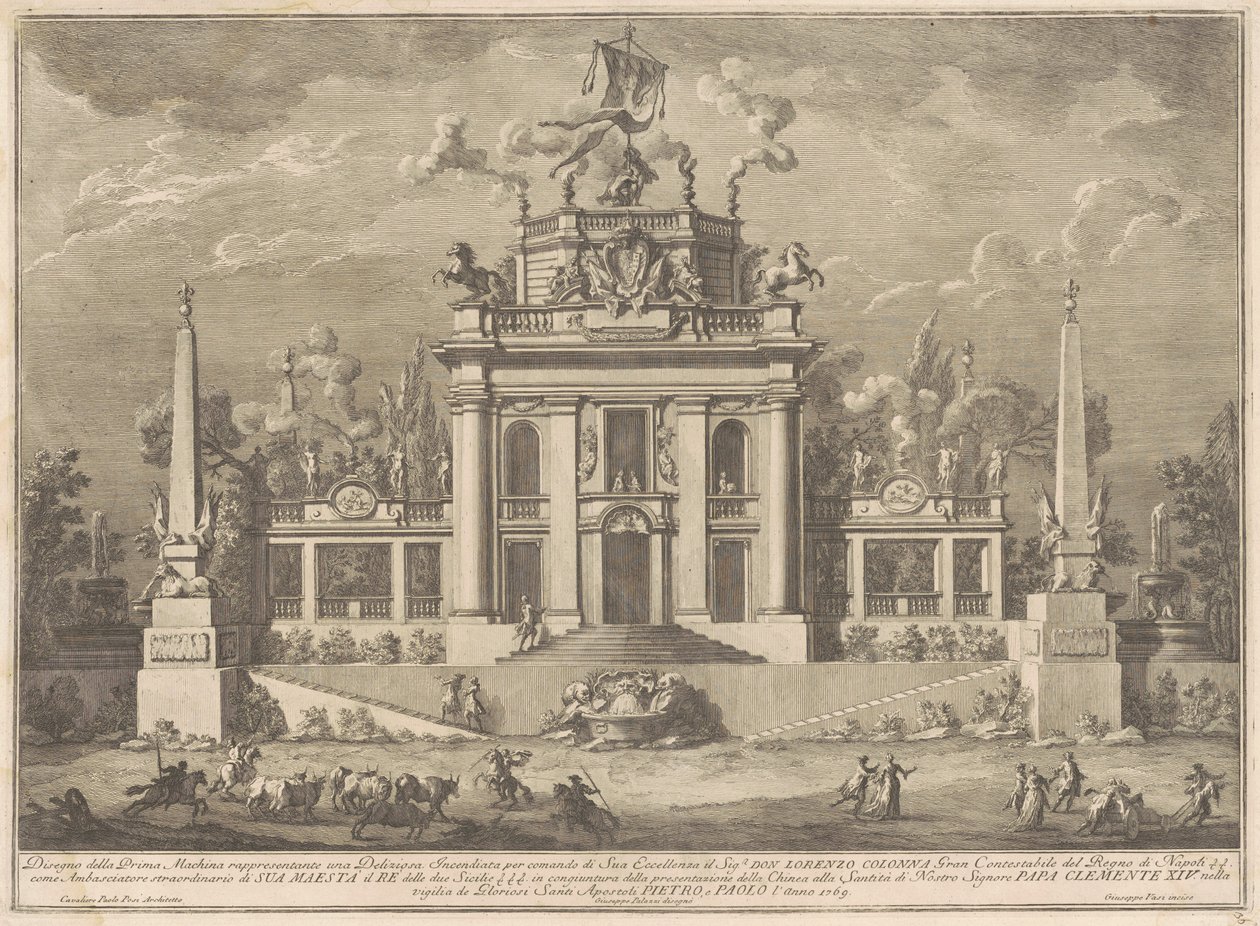 La Prima Macchina para la Chinea de 1769: Una "Deliziosa" de Giuseppe Vasi, after Giuseppe Palazzi, after Paolo Posi