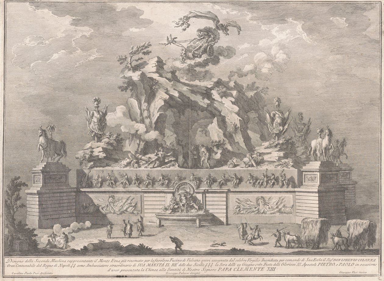 La Segunda Máquina para la Chinea de 1767: Monte Etna con la forja de Vulcano de Giuseppe Vasi, after Giuseppe Palazzi, after Paolo Posi