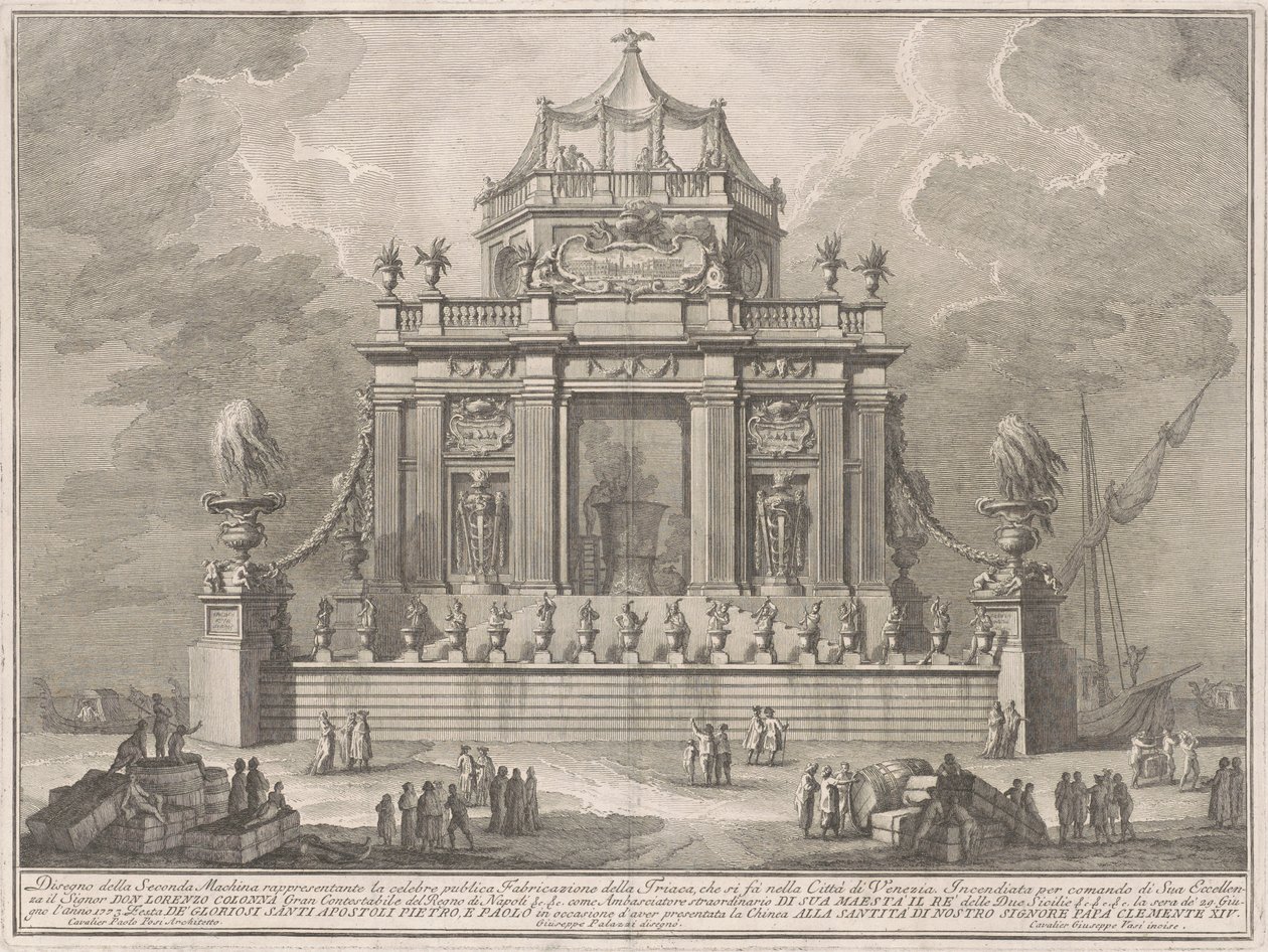 La Segunda Máquina para la Chinea de 1773: La preparación de la triaca en Venecia de Giuseppe Vasi, after Giuseppe Palazzi, after Paolo Posi