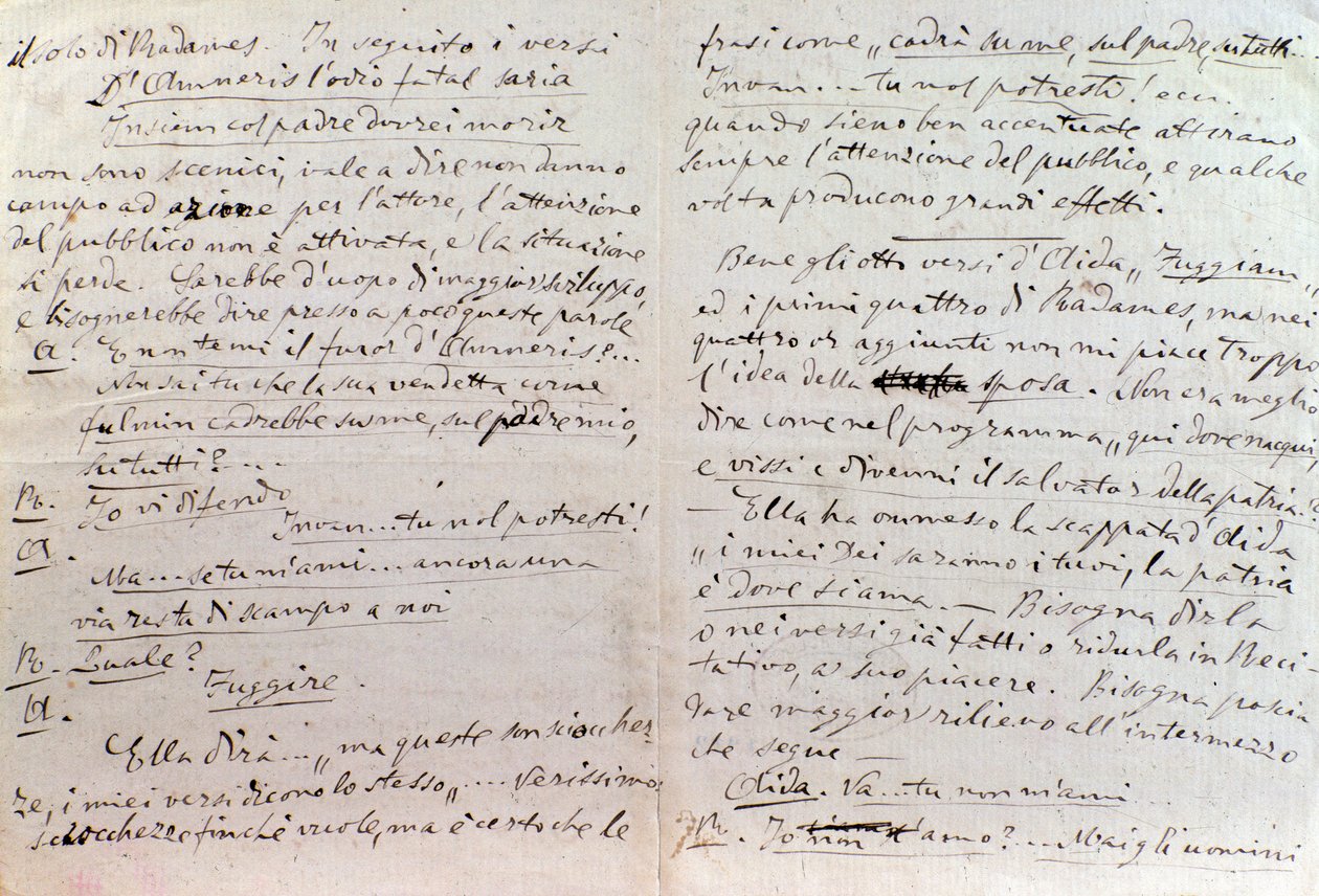 Carta manuscrita de Giuseppe Verdi al autor del libreto de Aida, Antonio Ghislanzoni de Giuseppe Verdi