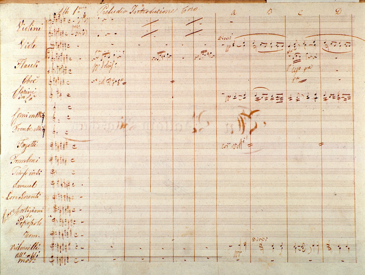 Página de la primera edición de la partitura musical de Un ballo in maschera, ópera de Giuseppe Verdi de Giuseppe Verdi