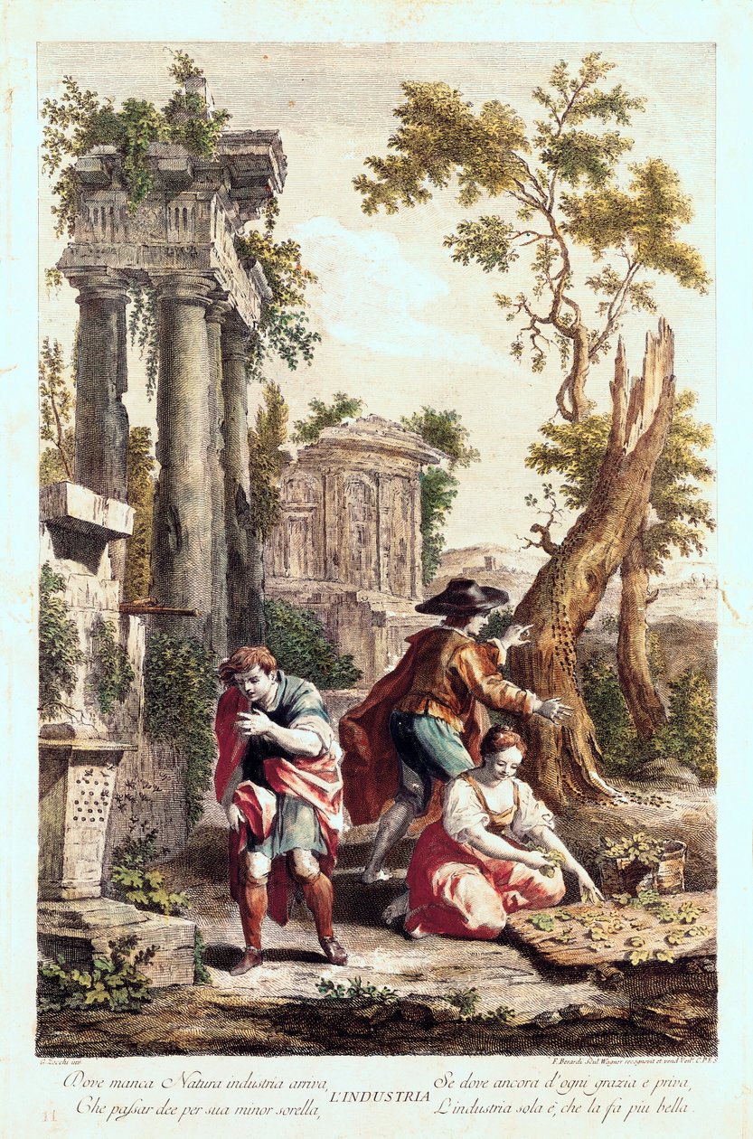 Representación alegórica de la Industria. Dibujo de Giuseppe Zocchi (1711-1767) siglo XVIII de Giuseppe Zocchi