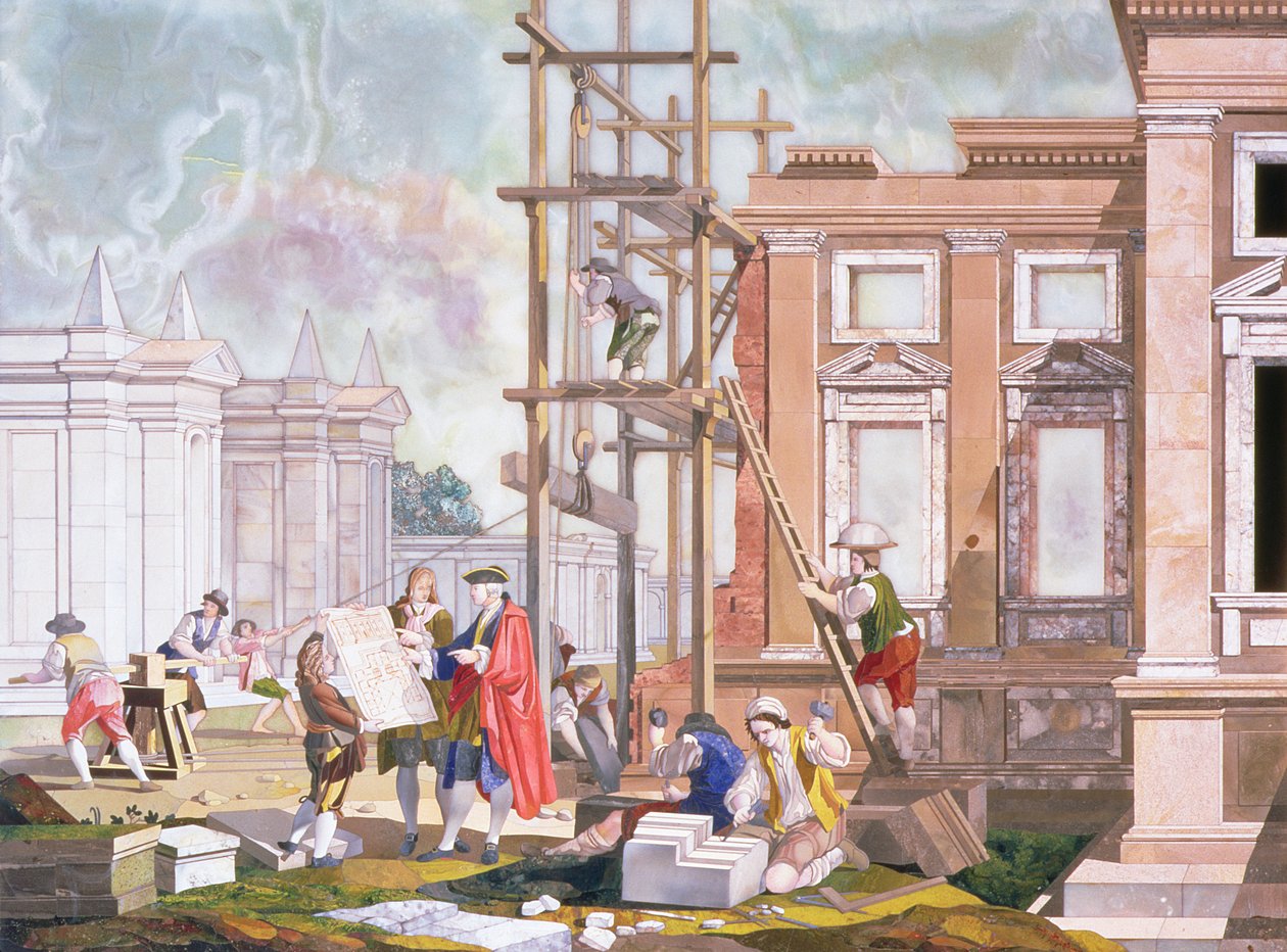 Arquitectura, de una serie de cuatro que ilustran las Bellas Artes, c.1780 de Giuseppe Zocchi