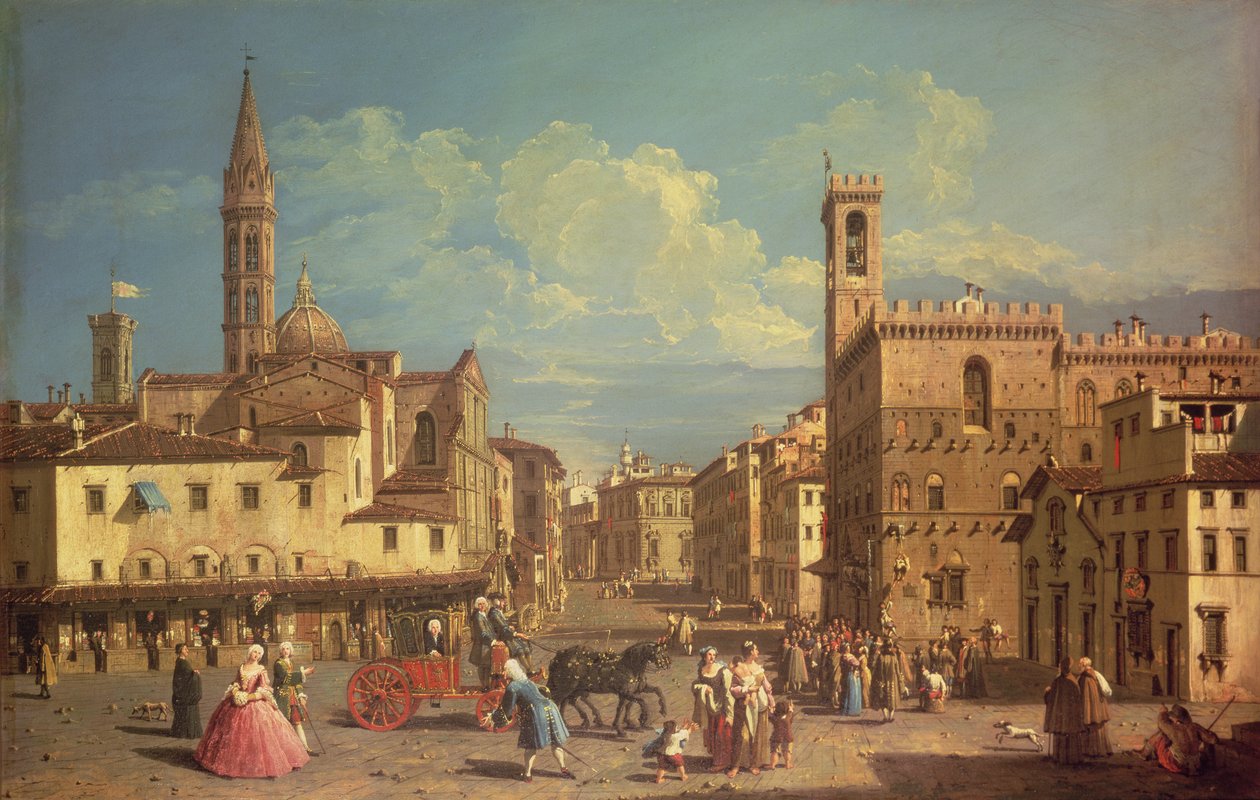 La Badia Fiorentina y el Palazzo Del Podesta en Piazza di San Firenze, c.1754 de Giuseppe Zocchi