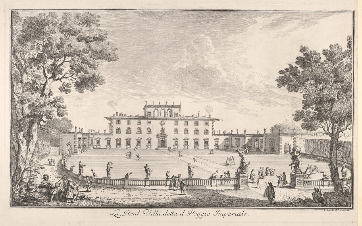 La Villa Real llamada il Poggio Imperiale La Real Villa detta il Poggio Imperiale, vista..., 1744. de Giuseppe Zocchi