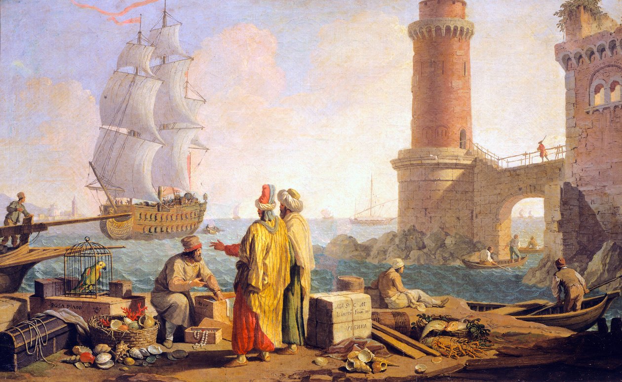 Vista del puerto de Livorno de Giuseppe Zocchi