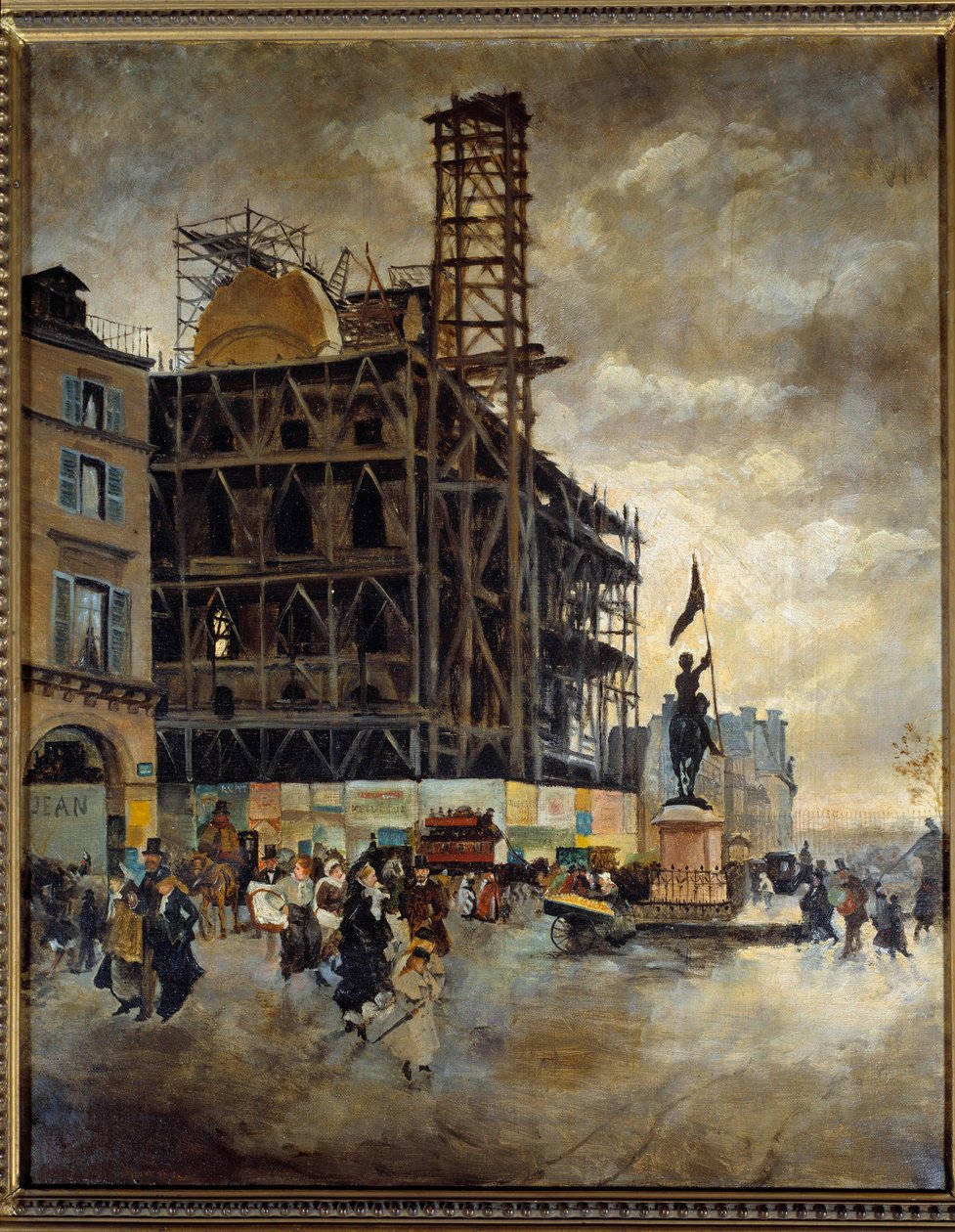Plaza de las pirámides construcción del pabellón marsan (París) en 1880 de Giuseppe or Joseph de Nittis