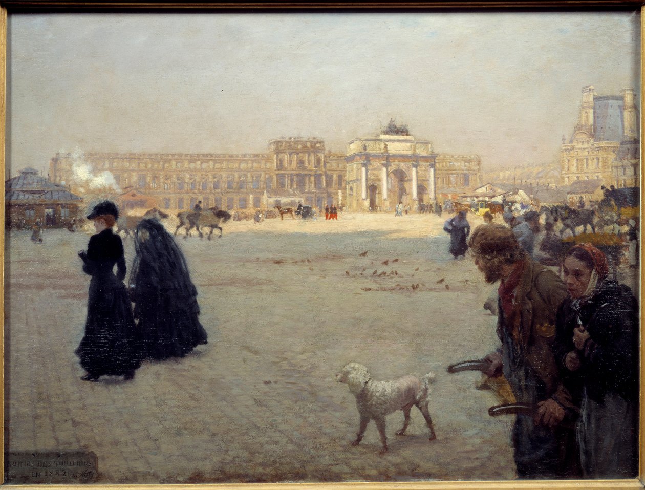 La Place du Carrousel ruinas de las Tullerías en 1882. Tabla que representa una vista de París de Giuseppe or Joseph de Nittis