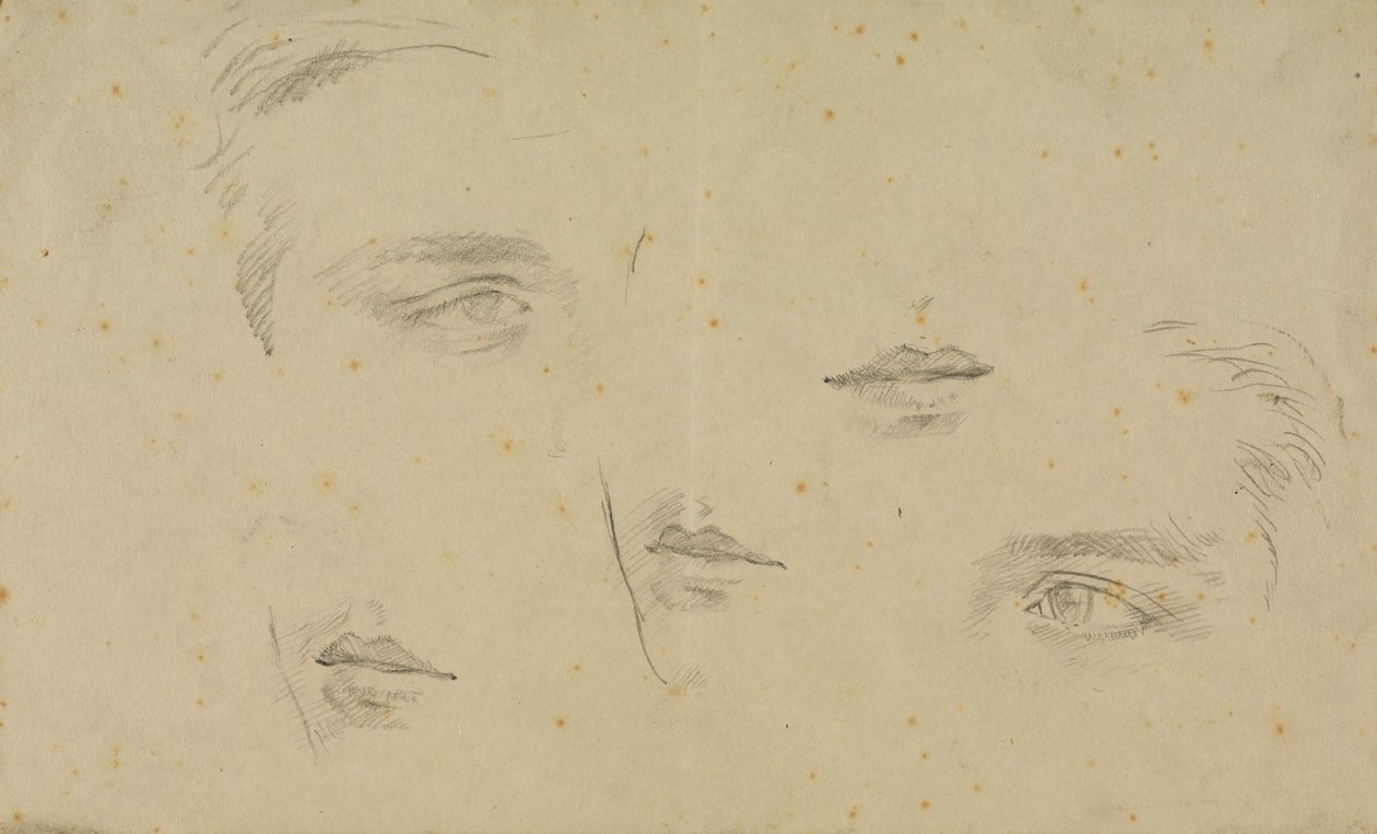 Estudios de ojos y bocas, página de un cuaderno de bocetos de Glyn Warren Philpot