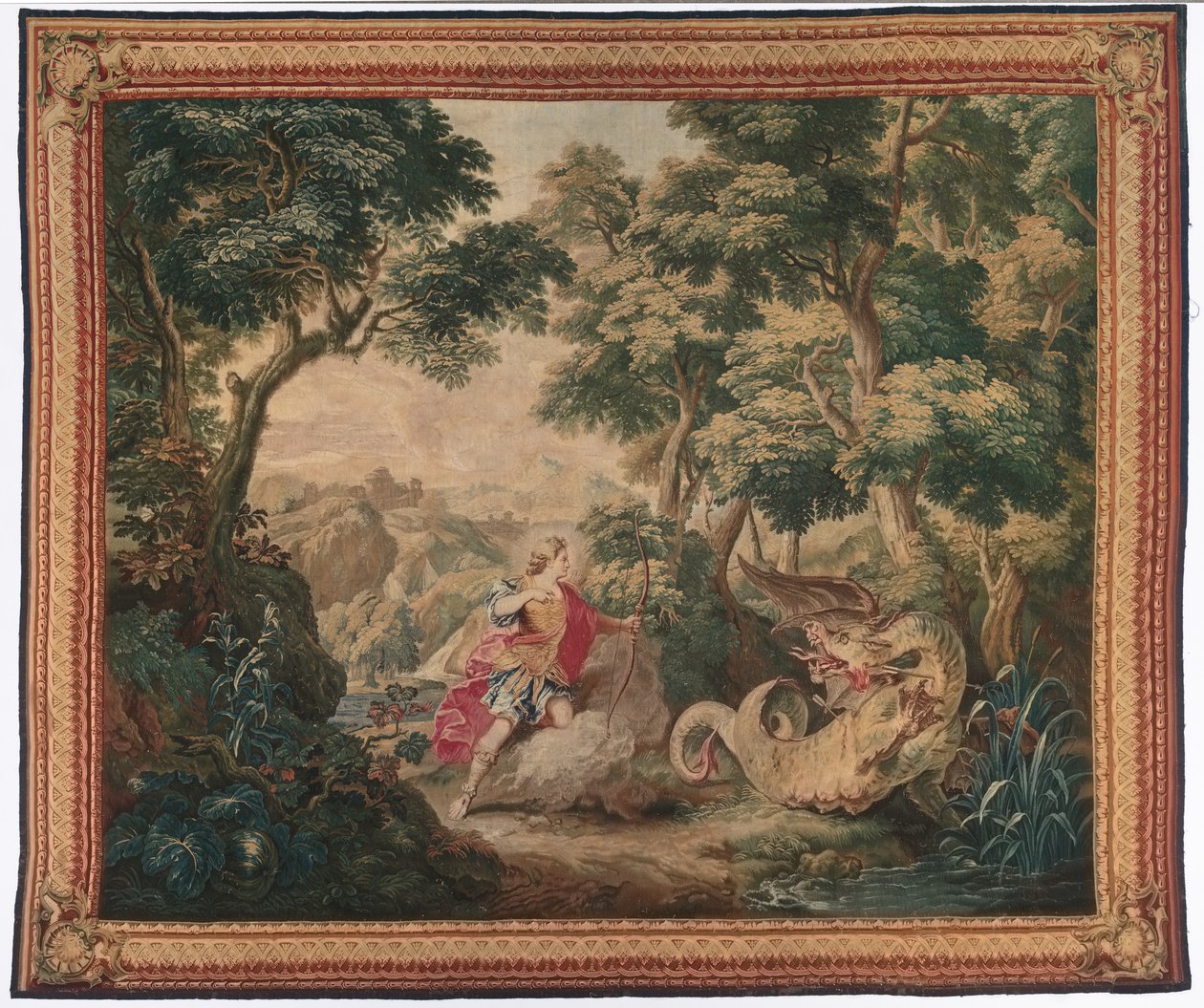 Apolo y la serpiente Pitón de la serie de Las Metamorfosis de Ovidio de Gobelins