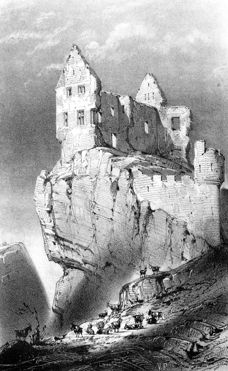 El castillo de Crussol, Saint-Peray, Francia de Godard Q. des Augustins