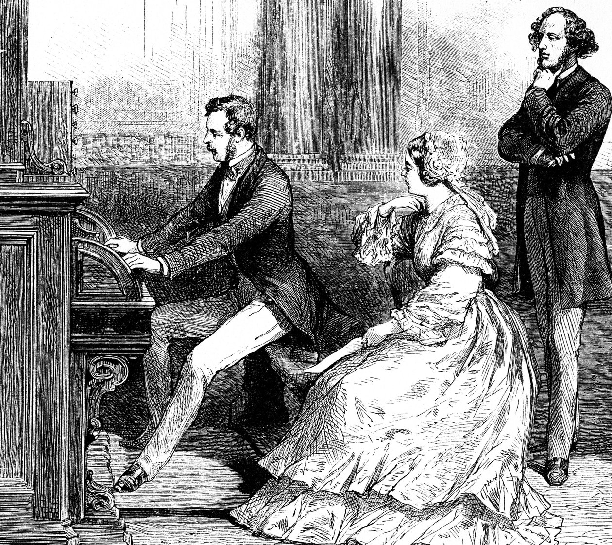 La Reina Victoria observa al Príncipe Alberto tocando el órgano con Felix Mendelssohn de Godefroy Durand
