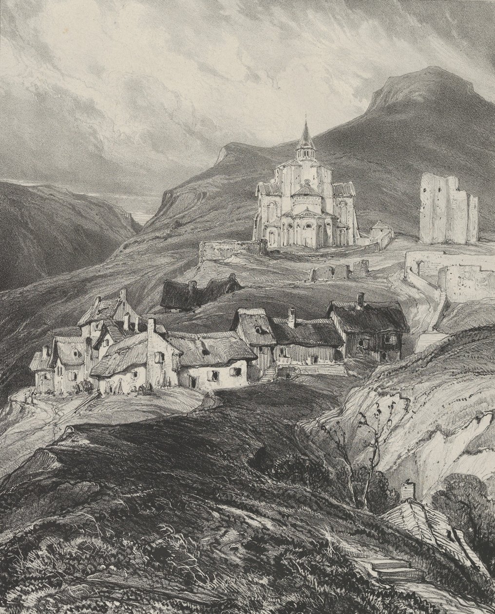 Ábside exterior de la iglesia de Saint-Nectaire, 1831 de Godefroy Engelmann