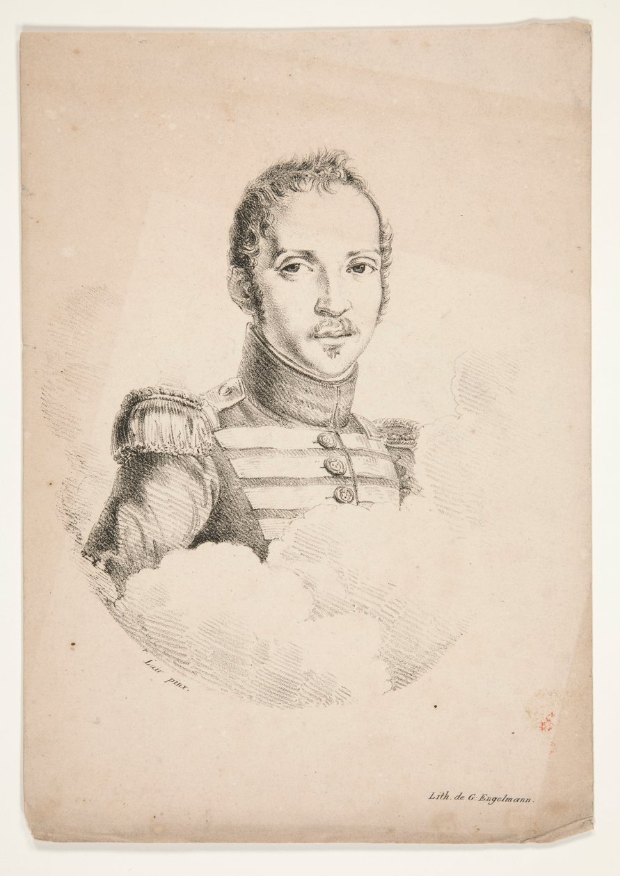 Desconocida (Retrato de longitud de busto de una soldado) de Godefroy Engelmann