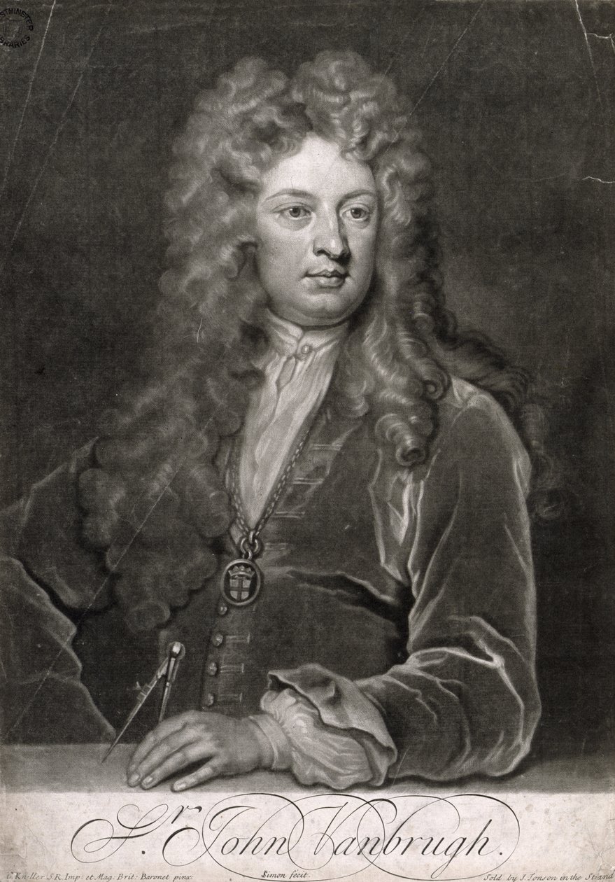 Sir John Vanbrugh (1664-1726), grabado por John Simon de Godfrey Kneller