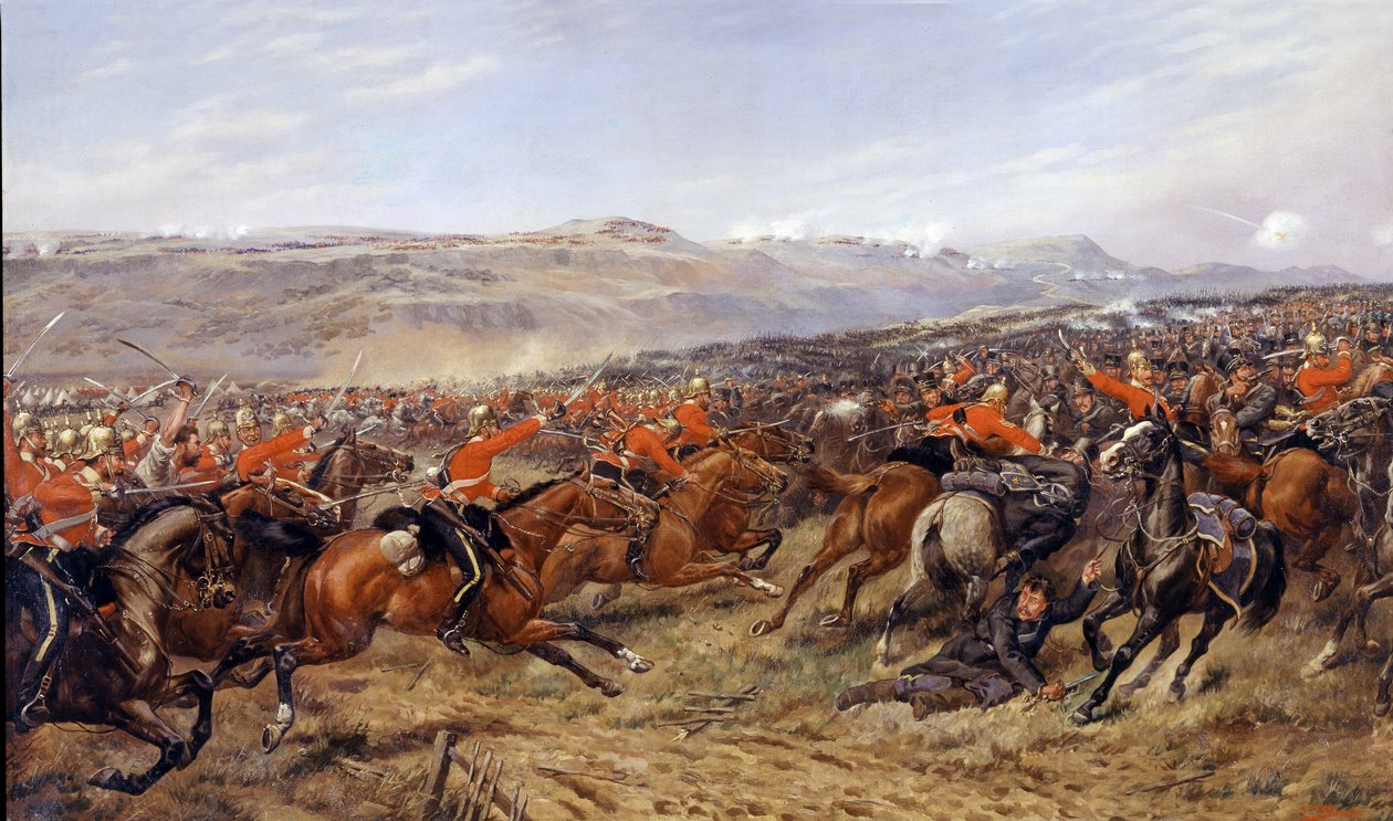 La carga de la Brigada Pesada en la Batalla de Balaclava, 25 de octubre de 1854, 1897 de Godfrey Douglas Giles