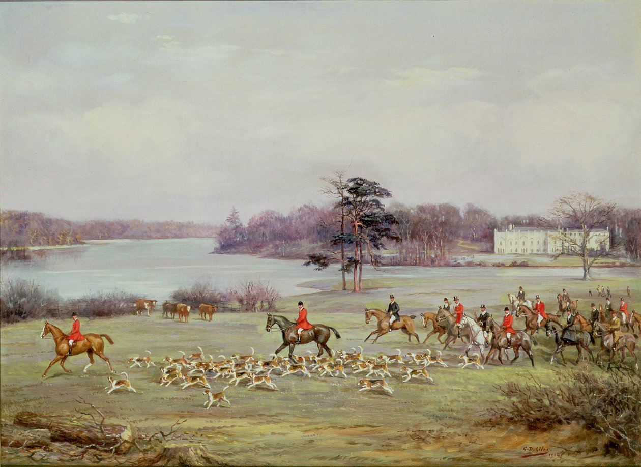 La caza del sur de Cheshire en Combermere Park, 1904 de Godfrey Douglas Giles