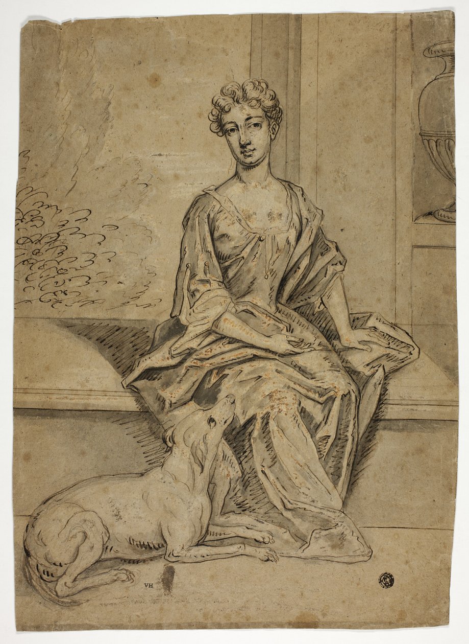 Retrato de dama de la corte con mastín de Godfrey Kneller