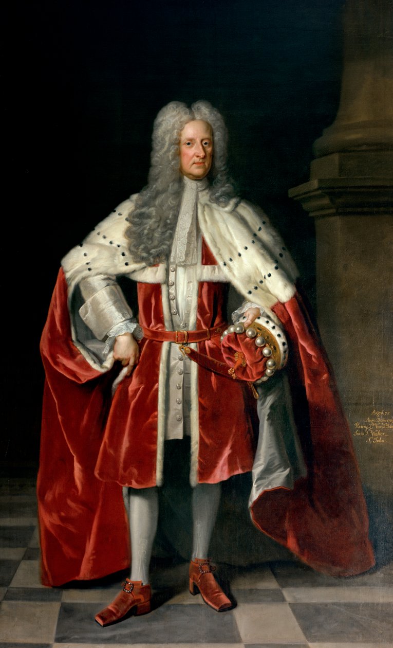 Retrato de Henry, 1er Vizconde St. John (1652-1742) en sus ropas de coronación, 1727 de Godfrey Kneller