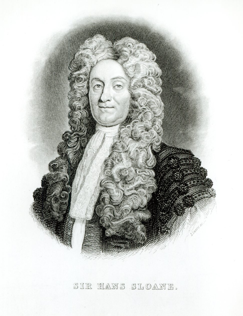Sir Hans Sloane (1660-1753) grabado por William Home Lizars para las memorias de Sloane en la Biblioteca del Naturalista de Jardine, c.1833-45 de Godfrey Kneller