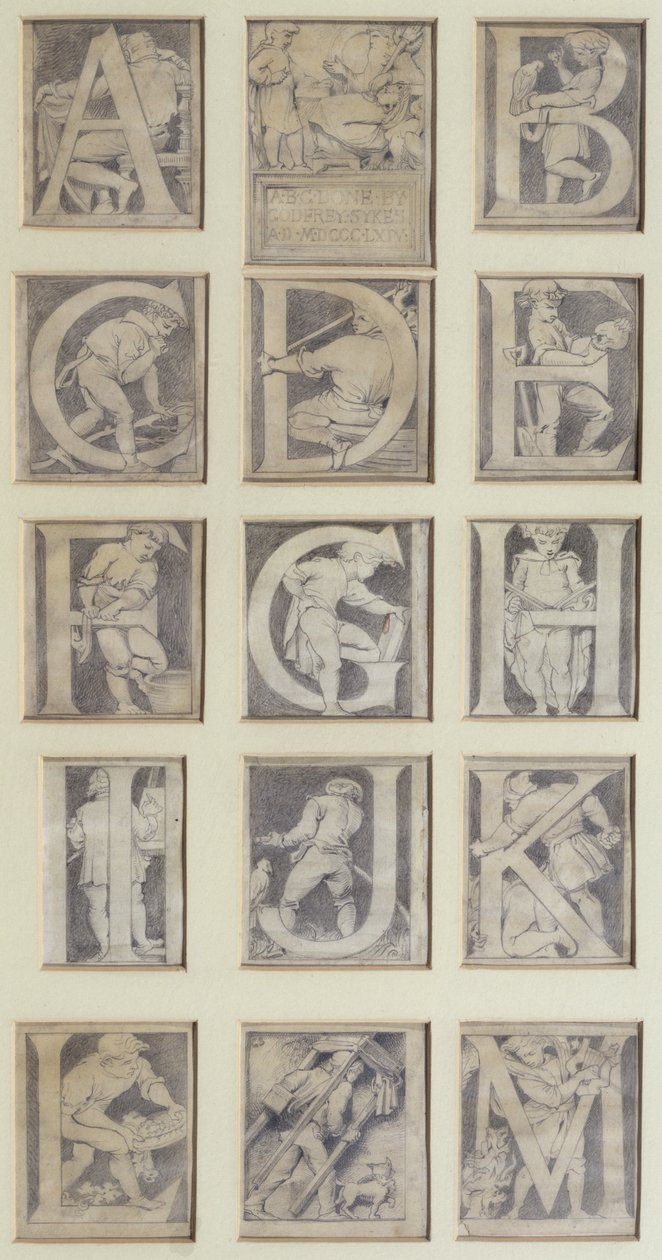 A-M, diseño para trece letras del Alfabeto para el Museo de South Kensington, 1864 de Godfrey Sykes