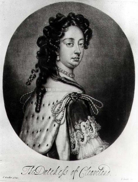 Retrato de Barbara Villiers, duquesa de Cleveland (1641-1709) grabado por J. Smith de Godfrey after Kneller