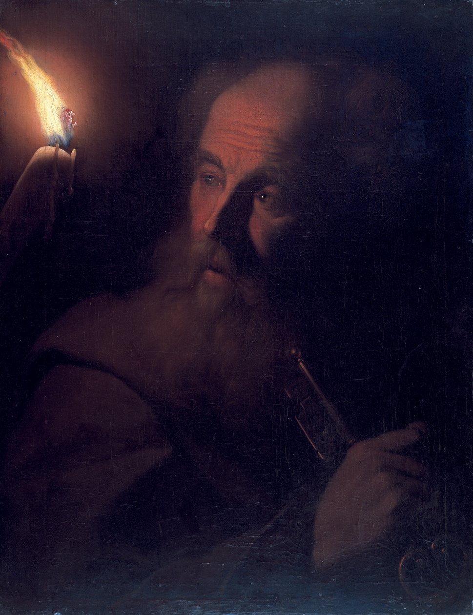 San Pedro a la Luz de las Velas, c.1700-06 de Godfried Schalcken