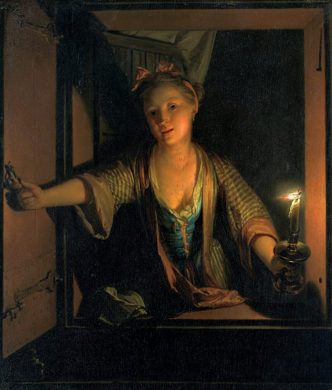 Una niña en la ventana de Godfried Schalcken