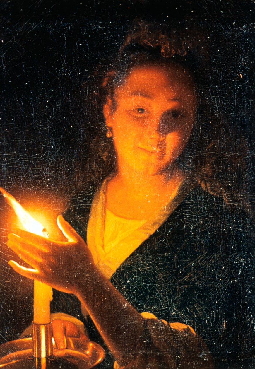 Mujer con vela, finales de la década de 1660 de Godfried Schalcken