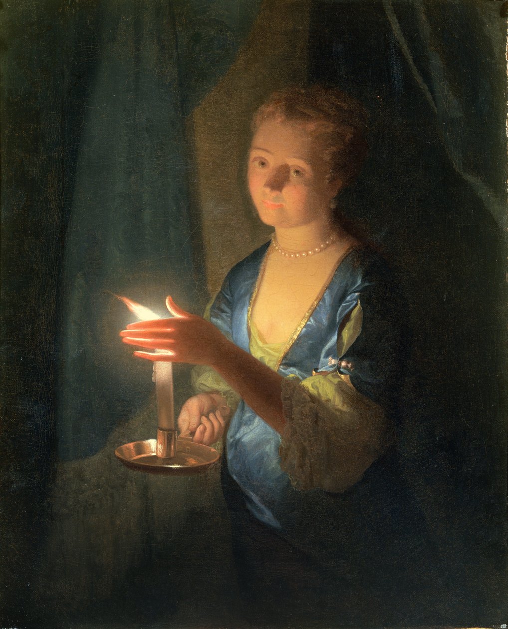Una Dama sosteniendo una Vela de Godfried Schalcken