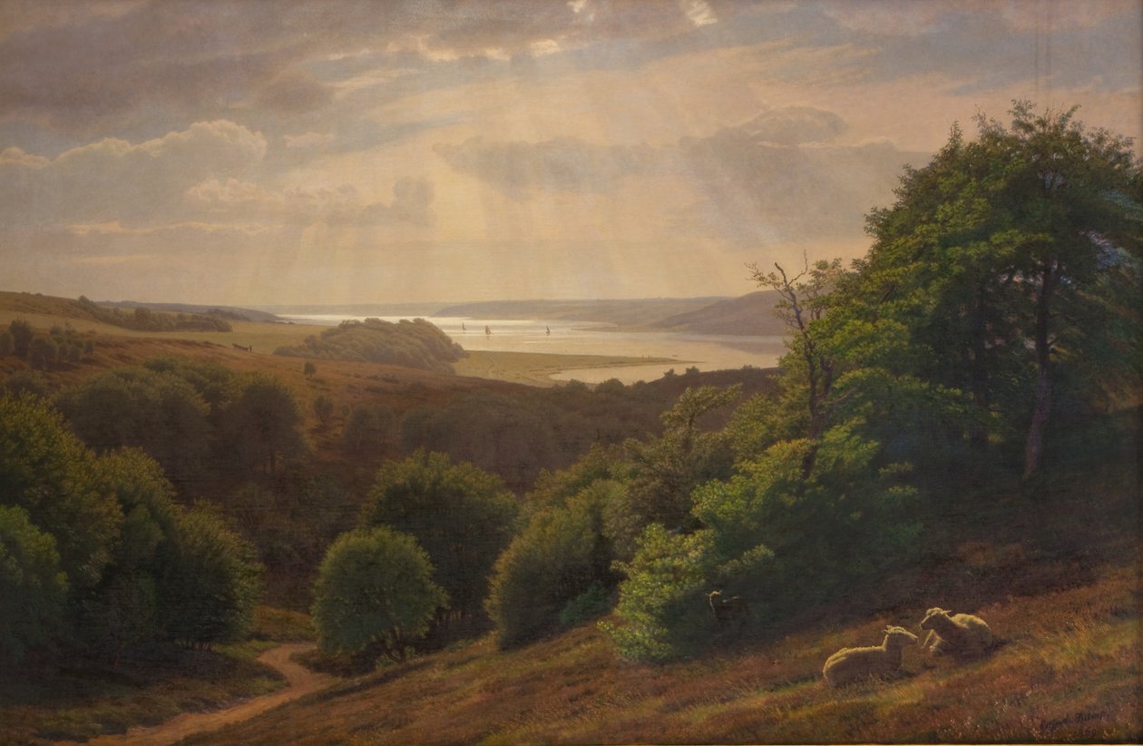 Vista desde Vesterskov en Mariager; al fondo el fiordo de Godtfred Rump