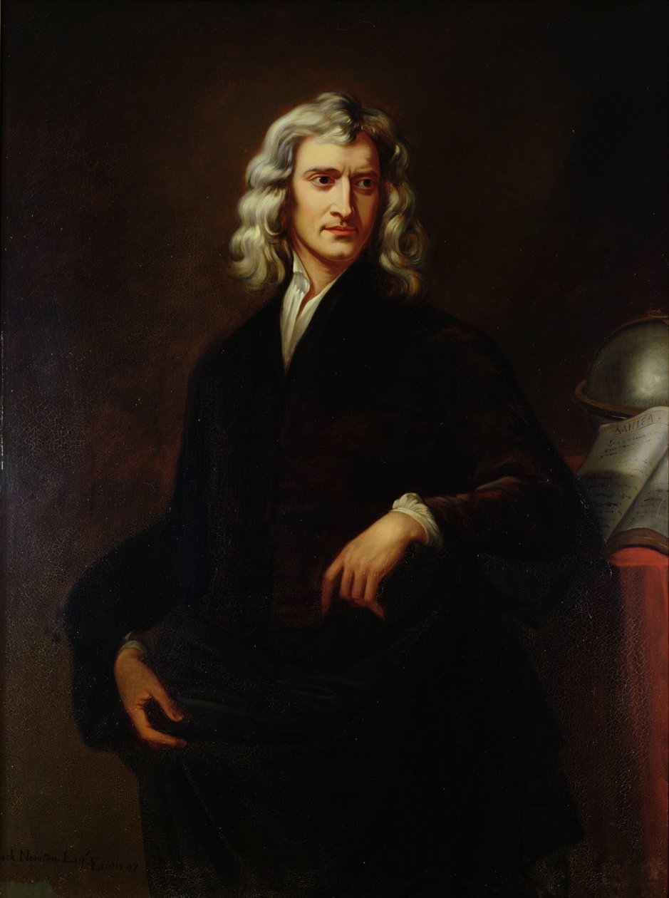Retrato de Sir Isaac Newton (1642-1727) después de una pintura original de Sir Godfrey Kneller (1646-1723) 1847 de Goldschmit