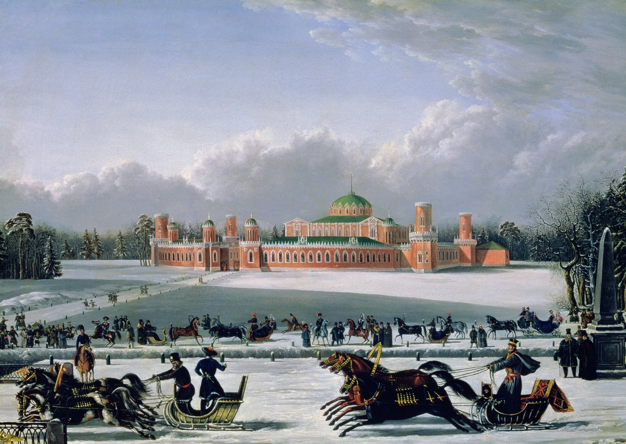 Carrera de trineos en el Parque Petrovsky en Moscú, 1848 de Golitsyn