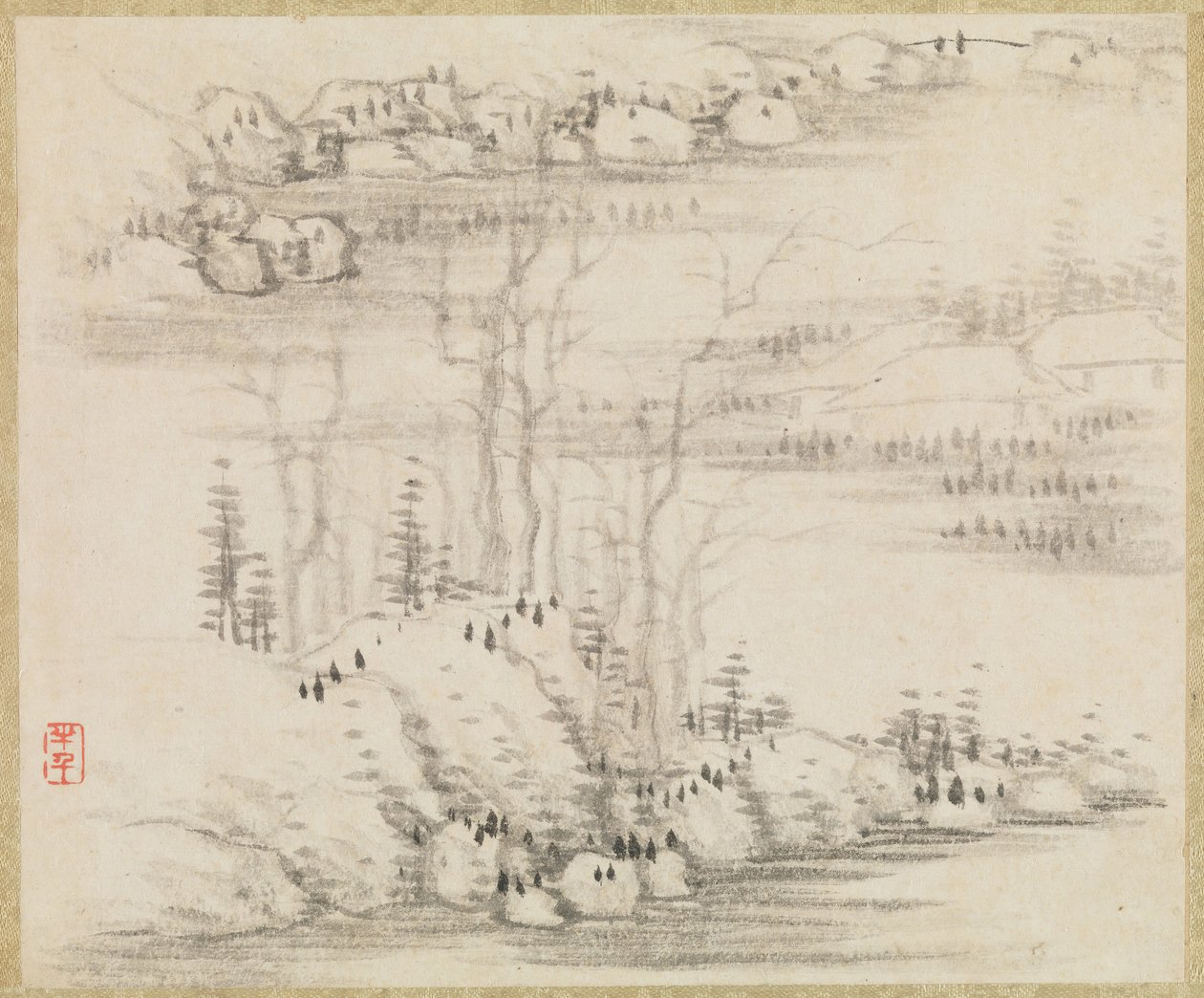 Paisajes y árboles, ca. 1679 de Gong Xian