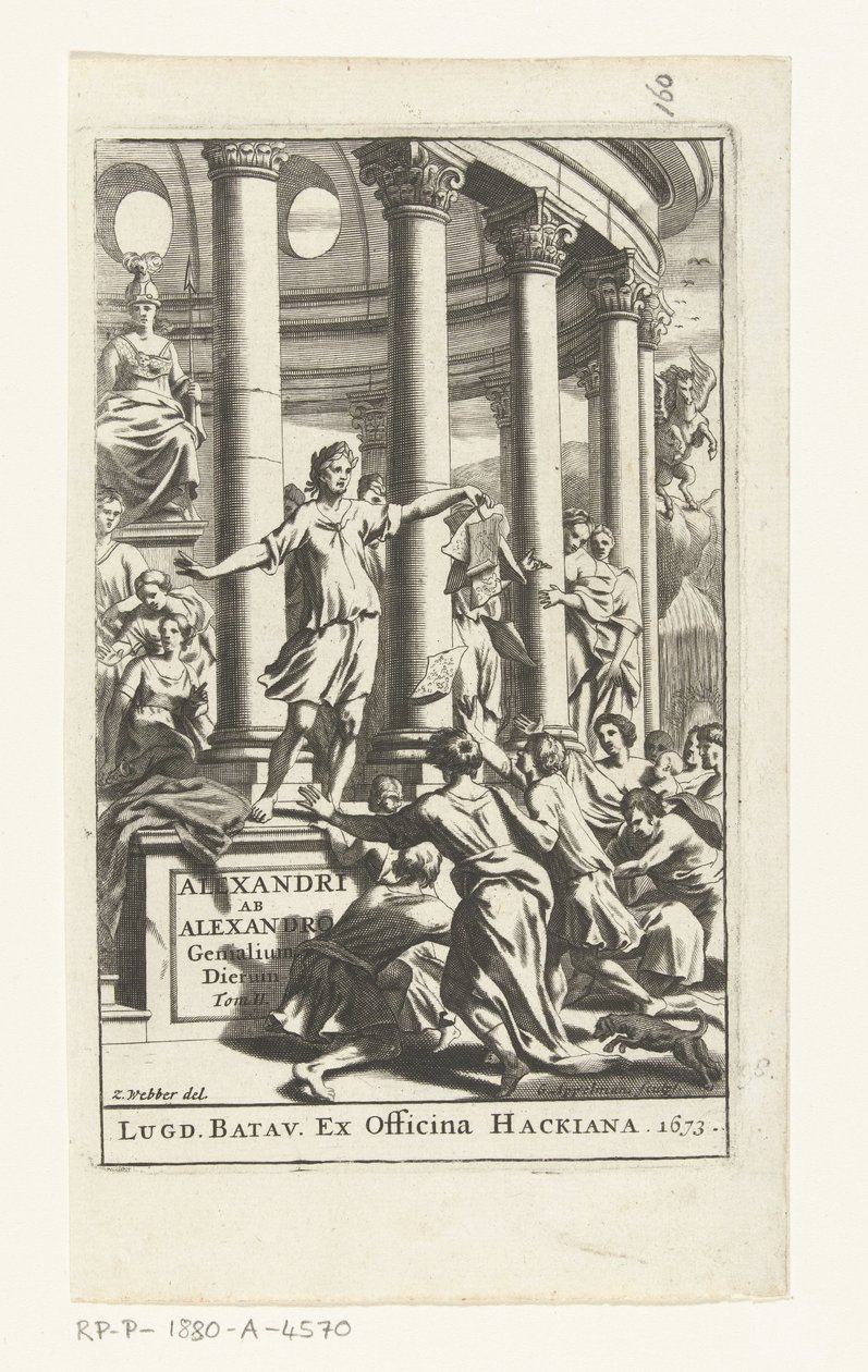 Titelpagina voor Alexander ab Alexander, Genialium dierum, deel 2, 1673 de Gonsales Appelmans (attributed to)