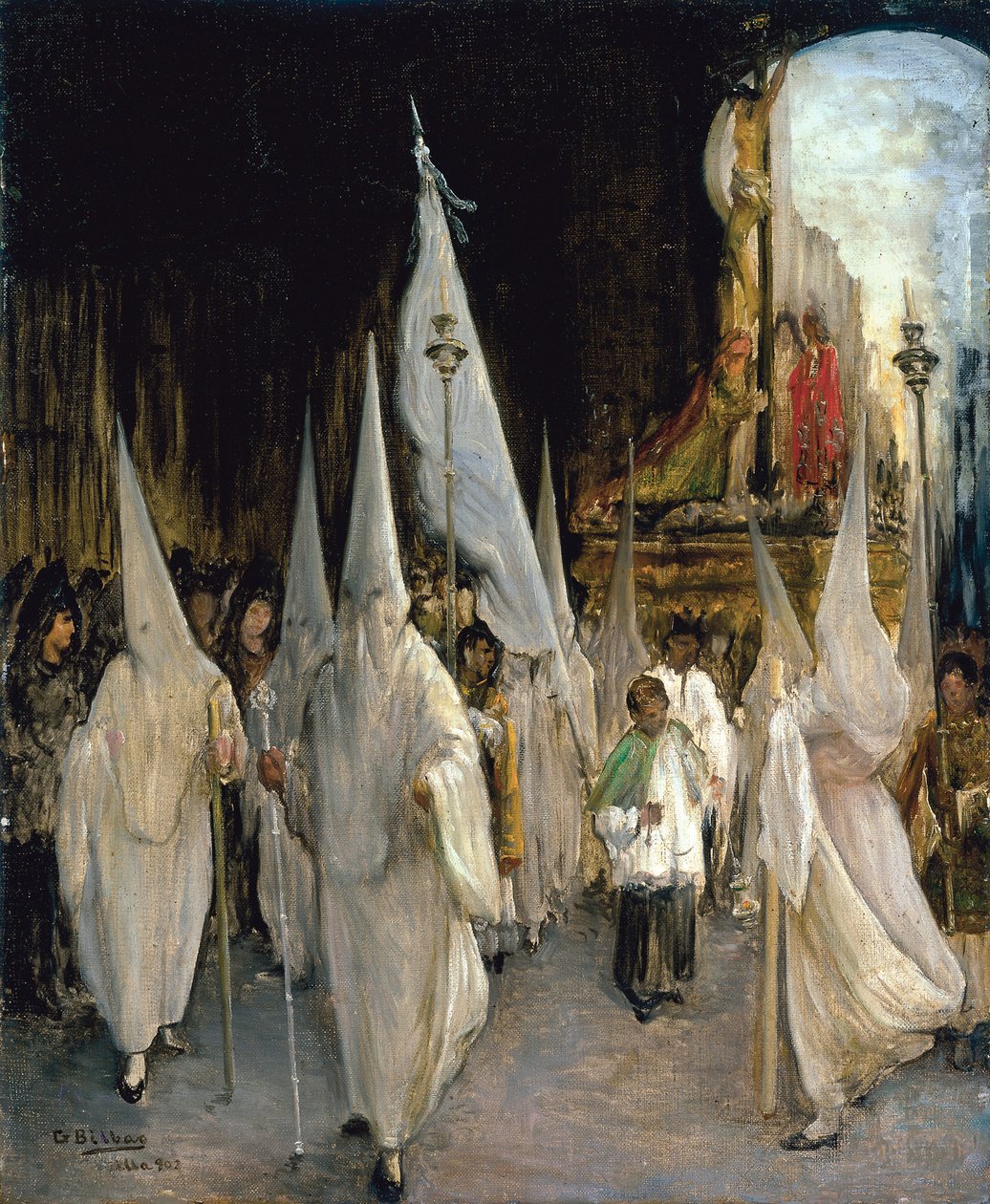 Procesión de las Siete Palabras - Bilbao Martinez, Gonzalo (1860-1938) - 1902 - Óleo sobre lienzo - 54x45 - Museo Carmen Thyssen, Málaga de Gonzalo Bilbao Martinez