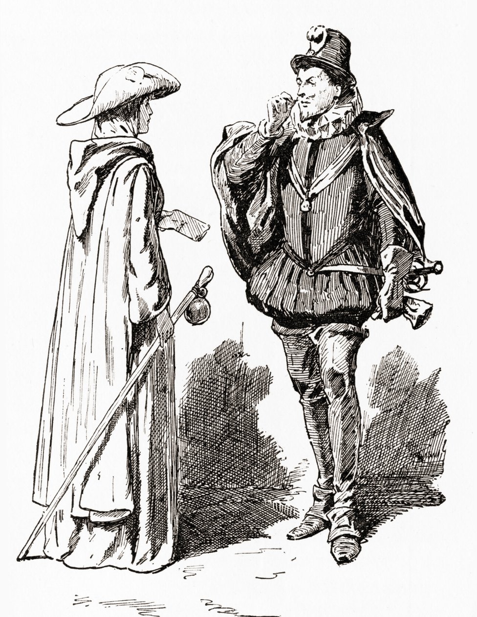 Una escena de la obra de William Shakespeare Bien Está lo que Bien Acaba, Acto V, Escena 1, Helena: Que le plazca dar esta pobre petición al rey, de Las Obras de William Shakespeare, publicado 1896 de Gordon Frederick Browne