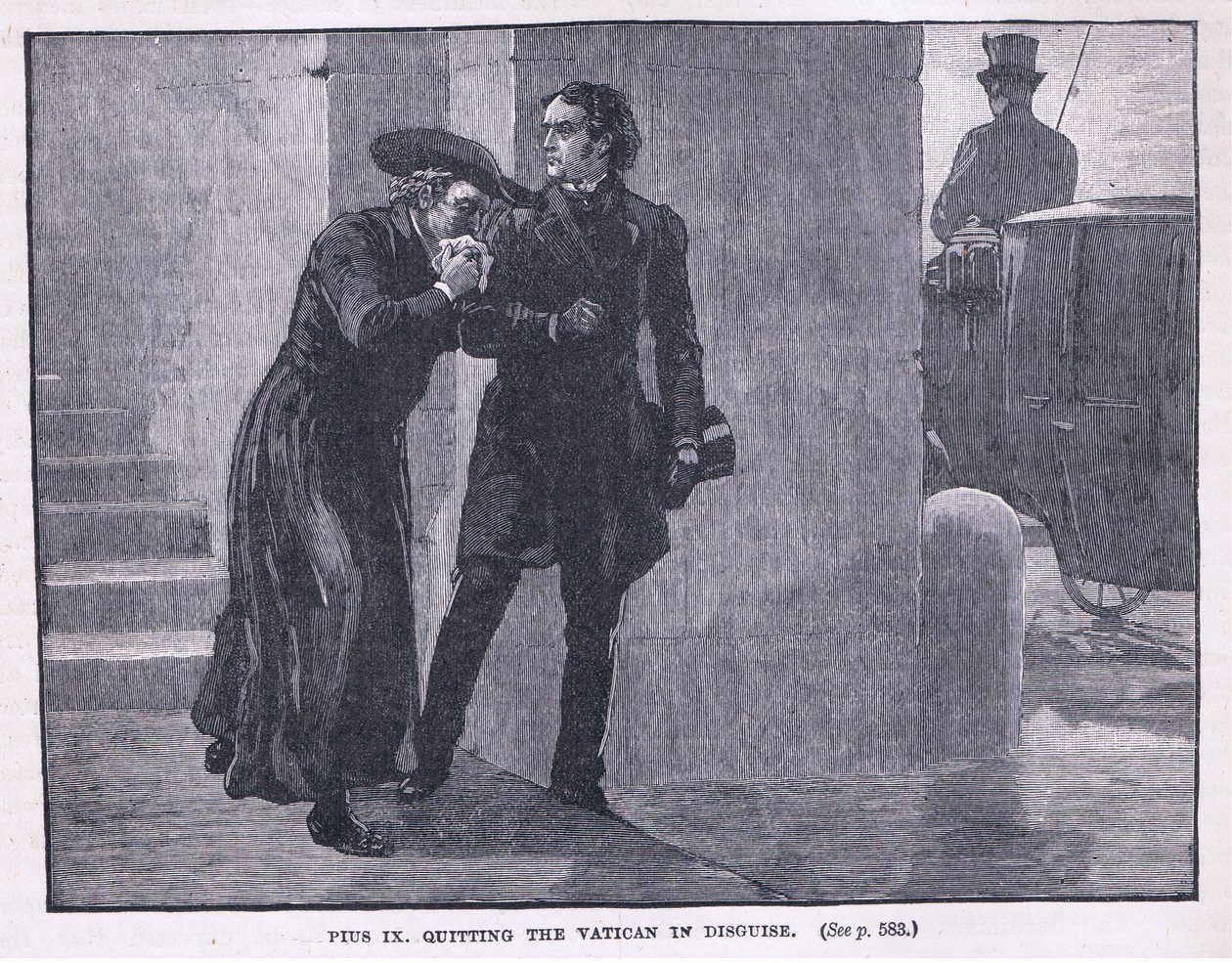 Pío IX abandonando el Vaticano disfrazado AD 1843 de Gordon Frederick Browne